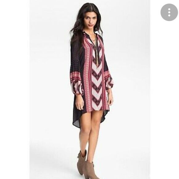 Free People Navy Boho Low-High Dress Size XS - Picture 1 of 9